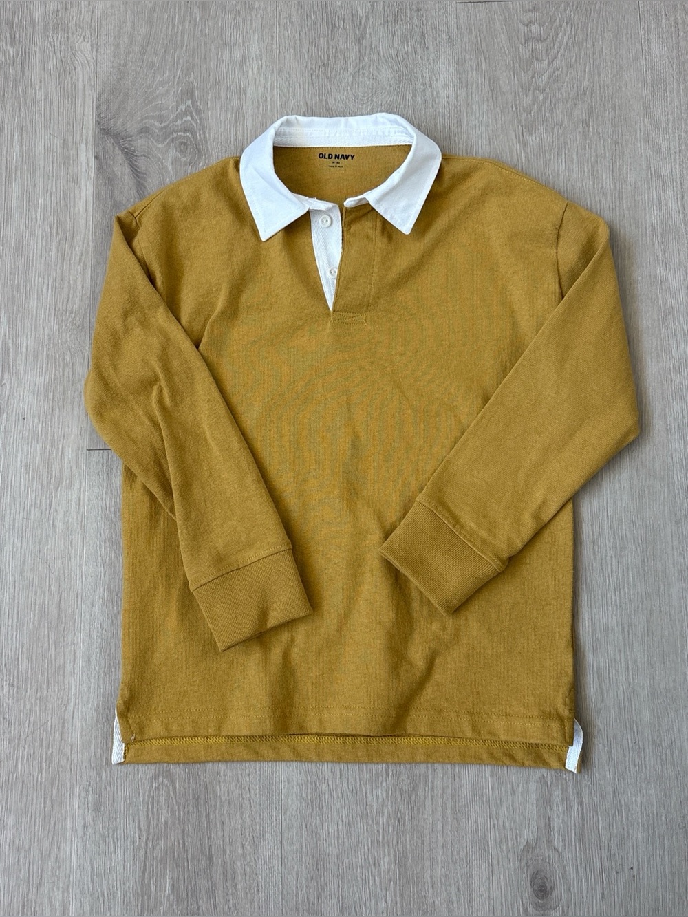 Old navy Mustard yellow long sleeve polo shirt size 8